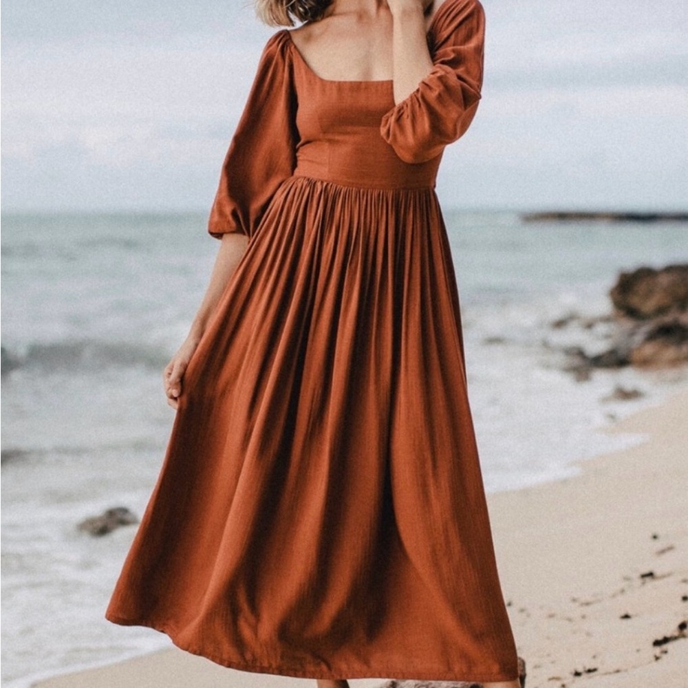 Kara Thoms Bellflower Dress in Red Earth